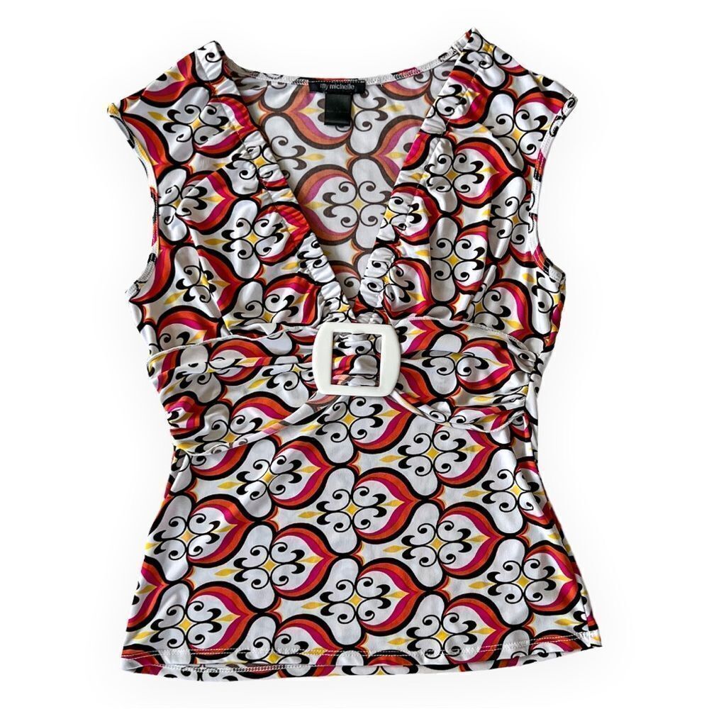 Y2K Retro Print Blouse